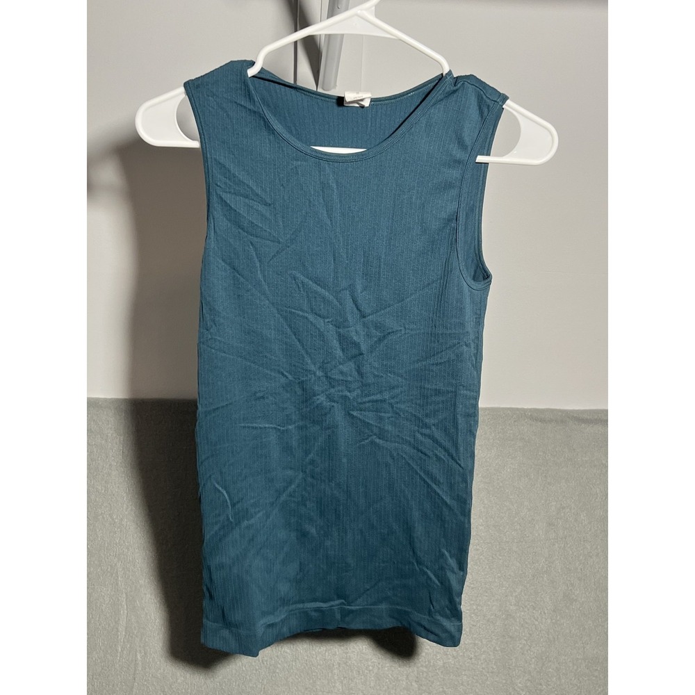 ZYIA ACTIVE Ribbed Tank Top Women's S Teal Sleeveless Scoop Neck Athletic